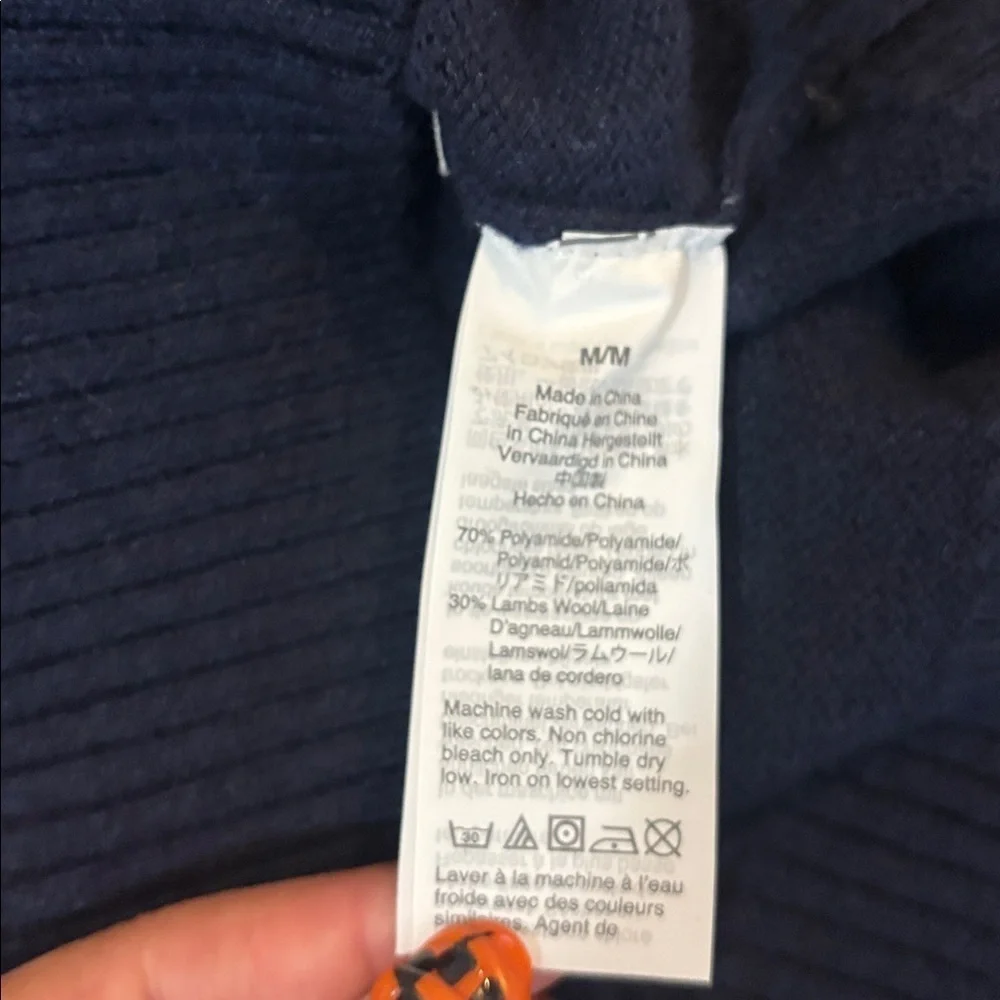 NWT J. Crew Crewneck Wool Blend Sweater With Jeweled Buttons Navy Size M
